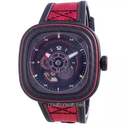 Sevenfriday P-Series Red Carbon Automatic P3C/04 SF-P3C-04 100M Men's Watch