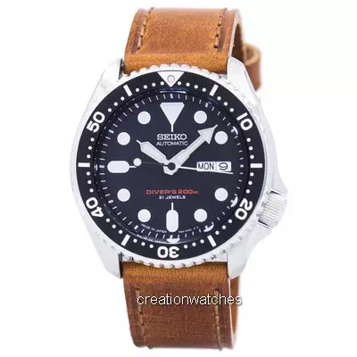 Seiko Automatic Diver's Brown Leather SKX007J1-var-LS9 200M Men's Watch
