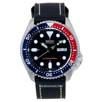 Seiko Automatic Diver Relação De Couro Preto SKX009K1-LS2 200M Relógio Masculino