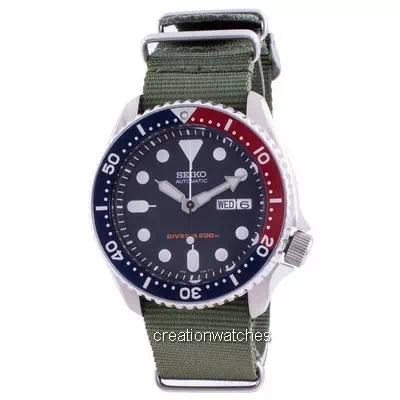 Relógio masculino azul profundo SKX009K1-var-NATO9 200M do mergulhador automático Seiko