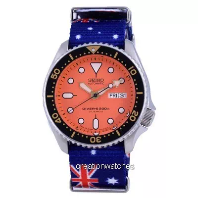 Relógio masculino de poliéster SKX011J1-var-NATO30 200M da Seiko Automatic Diver no Japão