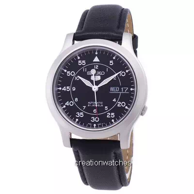 Seiko 5 militar SNK809K2-SS3 relógio de homens de pulseira de couro preto automático