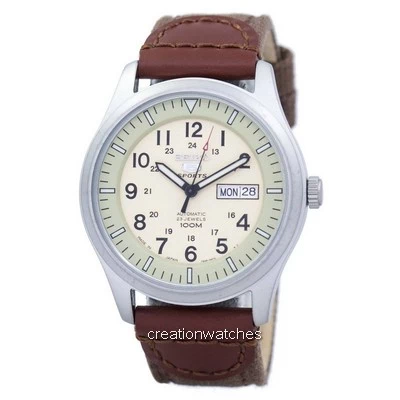 Seiko 5 Sports Military Automatic Japan Made Canvas Strap SNZG07J1-var-NS1 Men's Watch