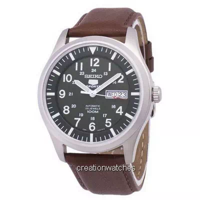 Seiko 5 Sports Automatic Brown Leather SNZG09K1-var-LS12 100M Men's Watch