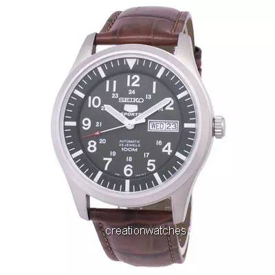Seiko 5 Sports Automatic Brown Leather SNZG09K1-var-LS7 100M Men's Watch