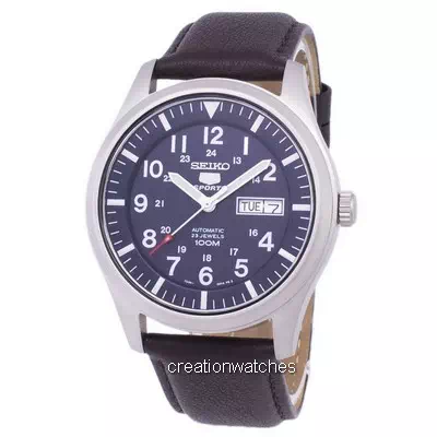 Seiko 5 Sports Automatic Dark Brown Leather SNZG11K1-var-LS11 100M Men's Watch