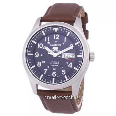 Seiko 5 Sports Automatic Brown Leather SNZG11K1-var-LS12 100M Men's Watch