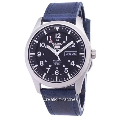 Seiko 5 Sports SNZG15K1-var-LS13 Automatic Dark Blue Leather Strap Men's Watch