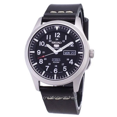 Seiko 5 Sports SNZG15K1-var-LS14 Automatic Black Leather Strap Men's Watch