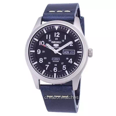 Seiko 5 esportes snzg15k1-ls15 automático azul escuro pulseira de couro relógio dos homens