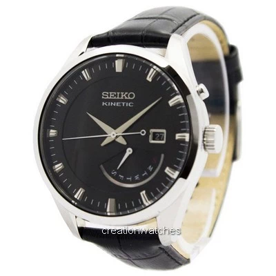 Relógio de homem de couro de cinta de Seiko Kinetic SRN045P2