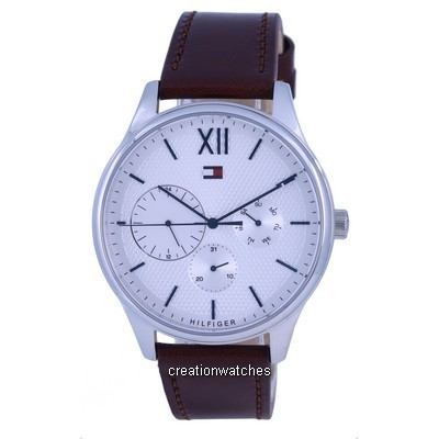 Relógio masculino Tommy Hilfiger Damon couro branco mostrador quartzo TH-1791418.G