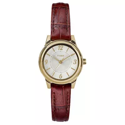 Relógio feminino Timex Core prata com mostrador com pulseira de couro quartzo TW2R85800