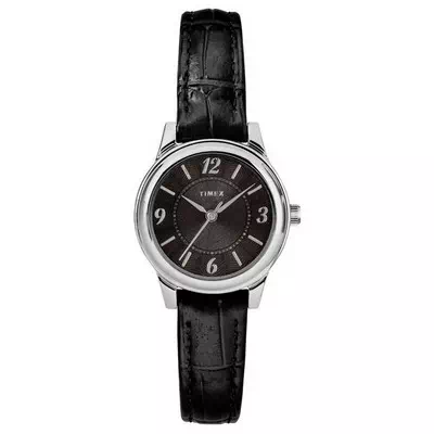 Relógio feminino Timex Croco com mostrador preto e pulseira de couro quartzo TW2R86300