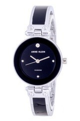 Relógio feminino Anne Klein diamante com mostrador preto quartzo 1981BKSV