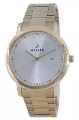 Westar Silver Dial Gold Tone Stainless Steel Quartz 50243 GPN 102 Men\'s Watch