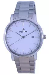 Relógio masculino Westar mostrador branco de aço inoxidável quartzo 50243 STN 101