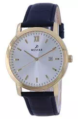 Relógio masculino Westar prata com mostrador pulseira de couro quartzo 50244 GPN 102