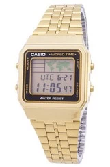 Hora do Mundo em Aço Inoxidável Casio Digital A500WGA-1DF A500WGA-1 Relógio Masculino