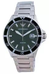 Emporio Armani Green Dial Stainless Steel Quartz AR11338 100M Men\'s Watch