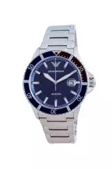 Relógio masculino Emporio Armani com mostrador azul em aço inoxidável quartzo AR11339 100M