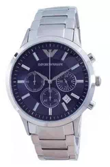 Relógio masculino Emporio Armani Renato clássico cronógrafo mostrador azul de quartzo AR2448