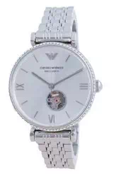 Emporio Armani Gianni T-Bar Open Heart Stainless Steel Crystal Automatic AR60022 Women\'s Watch