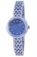 Relógio feminino Emporio Armani Rosa com mostrador azul em aço inoxidável de quartzo AR80051