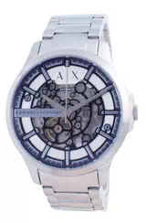 Relógio masculino Armani Exchange Hampton esqueleto em aço inoxidável automático AX2416