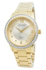 Citizen Gold Tone Crystal Quartz EL3092-86P Women\'s Watch