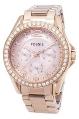 Fossil Riley Multifunction Crystal Rose Gold ES2811 Women's Watch