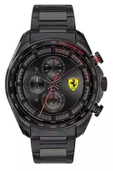 Ferrari Scuderia Speedracer Chronograph schwarzes Zifferblatt Edelstahl Quarz 0830654 Herrenuhr
