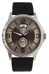 Relógio masculino FCUK marrom com pulseira de couro de quartzo FC1209B