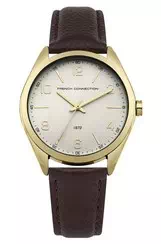 Relógio feminino FCUK cinza mostrador com pulseira de couro quartzo FC1304TG