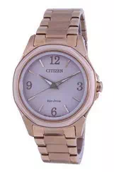 Citizen AR Pink Dial Rose Gold Tone Stainless Steel Eco-Drive FE7053-51X 100M Women\'s Watch