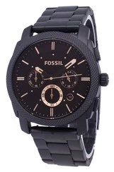 Fossil Machine Mid-Size Chronograph Black IP Stainless Steel FS4682 Men\'s Watch