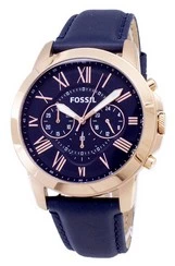 Fossil Grant Chronograph Blue Leather Strap FS4835 Men\'s Watch