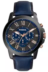 Fossil Grant Chronograph Black and Blue Dial Blue Leather FS5061 Men\'s Watch