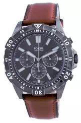 Fossil Garrett Chronograph Black Dial Leather Quartz FS5770 100M Men's Watch