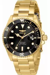 Relógio feminino Invicta Pro Diver com mostrador preto tom dourado em aço inoxidável 33277 200M