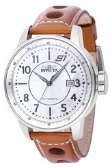 Invicta S1 Rally Leather Mother Of Pearl Dial Automatic 39028 100M Men\'s Watch