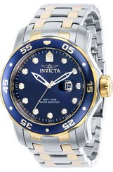 Invicta Pro Diver Two Tone Stainless Steel Blue Dial Quartz 39089 100M Men\'s Watch