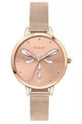 Relógio feminino Oui & Me Amourette rosa tom ouro em aço inoxidável quartzo ME010138