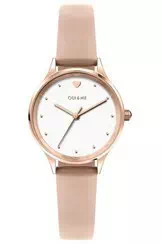 Relógio feminino Oui & Me Bichette com mostrador branco de couro quartzo ME010167