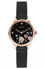 Relógio feminino Oui & Me Minette Crystal Mostrador preto em aço inoxidável quartzo ME010182