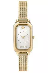 Relógio feminino Oui & Me Finette com mostrador branco tom dourado em aço inoxidável quartzo ME010198