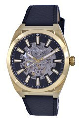 Fossil Everett Skeleton Leather Black Dial Automatic ME3208 Men\'s Watch