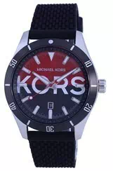 Michael Kors Layton Black/Red Dial Silicon Strap Quartz MK8892 Men\'s Watch