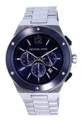 Michael Kors Lennox Chronograph Aço Inoxidável Mostrador Azul Quartzo MK8938 Relógio Masculino