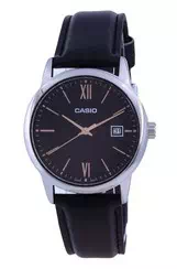 Relógio masculino Casio Black Dial de aço inoxidável analógico quartzo MTP-V002L-1B3 MTPV002L-1